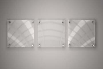 Sleek and Professional: Plexiglass Name Plates on Grey Background