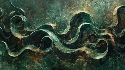 Foto op Canvas Ribbons of molten bronze and verdant green intertwining, conjuring visions of ancient civilizations and lost worlds beneath the earth's surface.  © Tanveer Shah