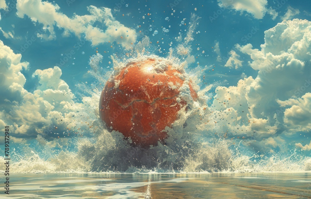 Wall mural ball in water