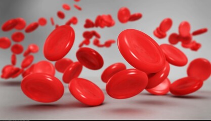Red blood cells,  RBCs, red cells, red blood corpuscles, haematids, erythroid cells or erythrocytes, 3D rendering