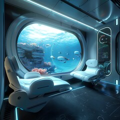 Transport viewers to Virtual Reality Experiences through a mind-bending CG 3D rendering Create a futuristic world where maritime wonders meet technology, with hyper-realistic textures and immersive de - obrazy, fototapety, plakaty