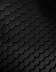 Abstract black round shaped background  dark carbon fish scale like pattern  3d rendering, 3d illustration © Dragan