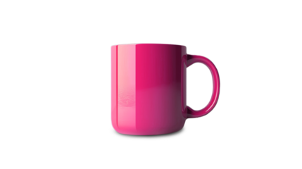 Pink mug with curved bottom isolated on clear background. This image can be used with a PNG cut image or cut path image to ensure it blends seamlessly into the design.
