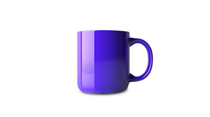 dark blue mug with curved bottom isolated on clear background. This image can be used with a PNG cut image or cut path image to ensure it blends seamlessly into the design.