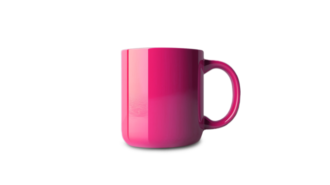 Pink mug with curved bottom isolated on clear background. This image can be used with a PNG cut image or cut path image to ensure it blends seamlessly into the design.