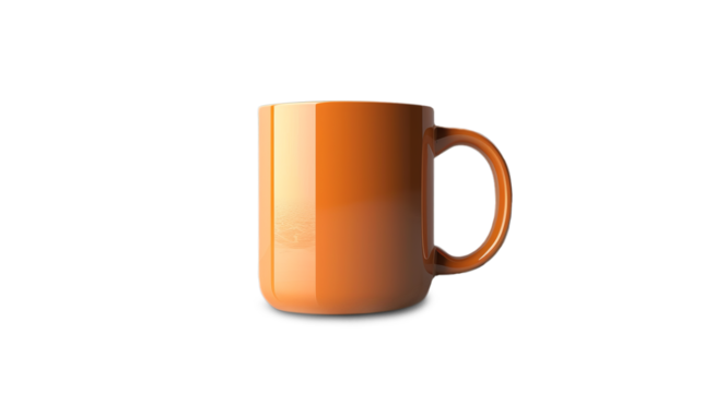 orange mug with curved bottom isolated on clear background. This image can be used with a PNG cut image or cut path image to ensure it blends seamlessly into the design. - Powered by Adobe