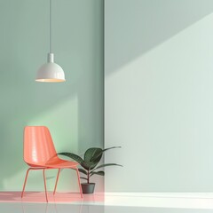 design   interior light green and orange pink gradient color scheme, ambient light at noon, 