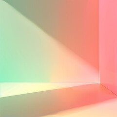 Obraz premium an image with a light green and orange-pink gradient color scheme, illuminated by ambient light at noon, featuring bright product light, against a clean and bright indoor solid color background,