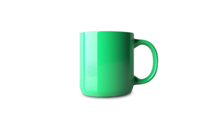 light green mug with curved bottom isolated on clear background. This image can be used with a PNG cut image or cut path image to ensure it blends seamlessly into the design.