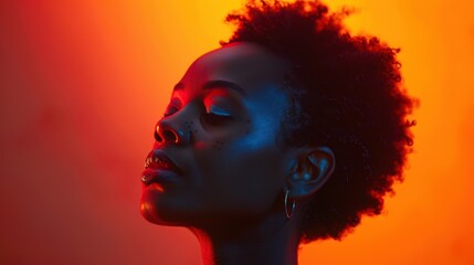 Intense Dual-Toned Lighting Accentuates African American Beauty