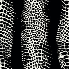 Vector seamless pattern with snake skins. Endless stylish texture. Ripple repeating background. Monochrome animalistic print. Can be used as swatch in Illustrator.