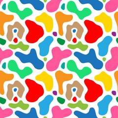 Multi-colored spots on a white background. Abstract seamless pattern, print, vector illustration