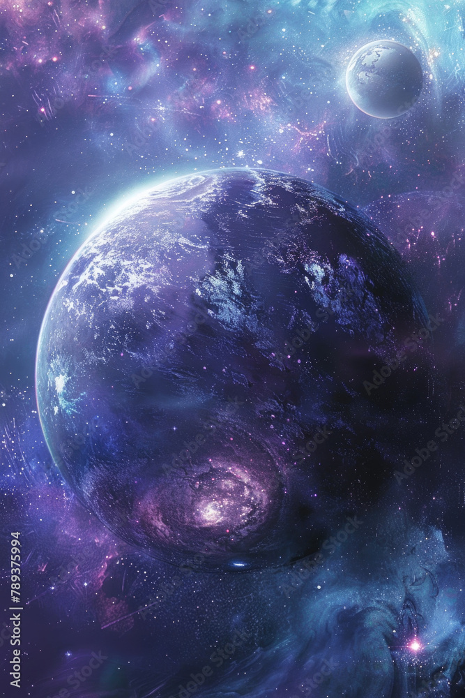 Wall mural planets and stars are visible against backdrop of space. a unique celestial scene showcasing distant