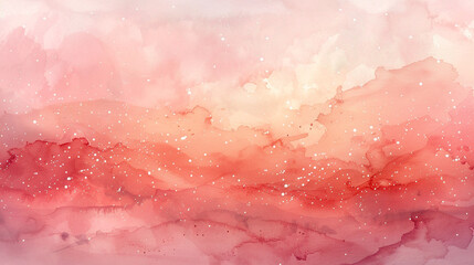 Soft peach and coral blend with silver sparkles, a watercolor sunset. 