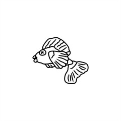 line art illustration of a cute fish made of clay for icon or logo
