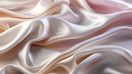 Fototapeta premium Abstract metallic background with some smooth lines Closeup of rippled white silk satin fabric сreated with Generative Ai