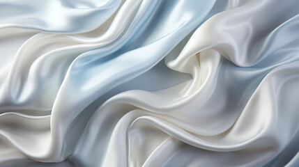Fototapeta premium Abstract metallic background with some smooth lines Closeup of rippled white silk satin fabric сreated with Generative Ai