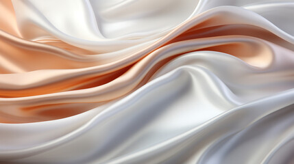 Fototapeta premium Abstract metallic background with some smooth lines Closeup of rippled white silk satin fabric сreated with Generative Ai