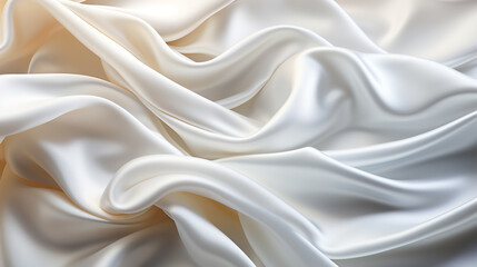 Obraz premium Abstract metallic background with some smooth lines Closeup of rippled white silk satin fabric сreated with Generative Ai