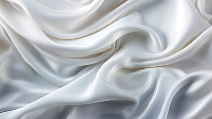 Abstract metallic background with some smooth lines Closeup of rippled white silk satin fabric сreated with Generative Ai - obrazy, fototapety, plakaty