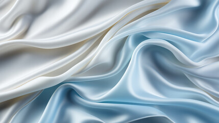 Obraz premium Abstract metallic background with some smooth lines Closeup of rippled white silk satin fabric сreated with Generative Ai