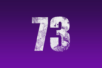 flat white grunge number of 73 on purple background.	