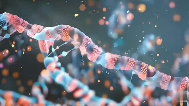 DNA sequence. 3d rendered genetic of human dna under microscope created with generative ai technology