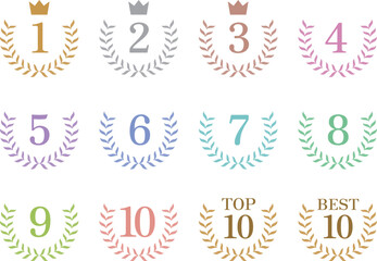 月桂樹のランキングアイコンのセット