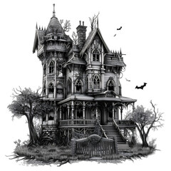  haunted Victorian mansion isolated transparent background  