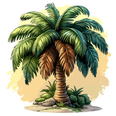 Guadalupe Palm Flat Colors Cartoon Icon, Isolated Transparent Background Images