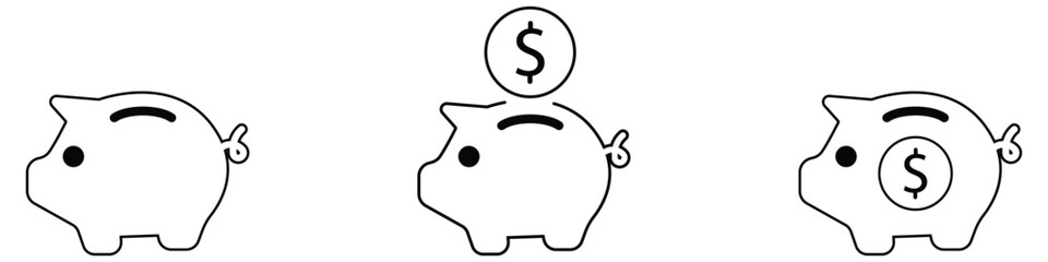 piggy bank icons. set of piggy bank icon. collection of pig icons 