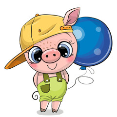Cute Pig with cap and balloon