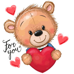 Cute Cartoon Teddy Bear with heart