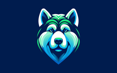 Wolf, wildlife, nature, art, illustration, design, graphic, animal, wild, portrait, blue, green, vibrant, modern, vector, mascot, emblem, fierce, predator, canine, fur, texture, eyes, stare, nocturnal