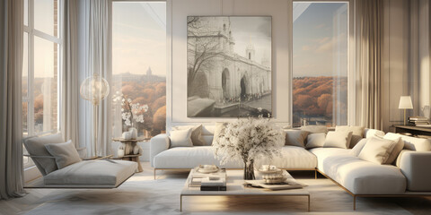 Elegant Modern Living Room Decor Ideas - obrazy, fototapety, plakaty