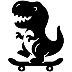 Vector illustration of a T-Rex Dinosaur, funny and cute, T-Rex Riding a skateboard