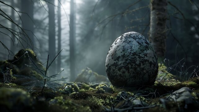 A mysterious egg discovery in the forest depths