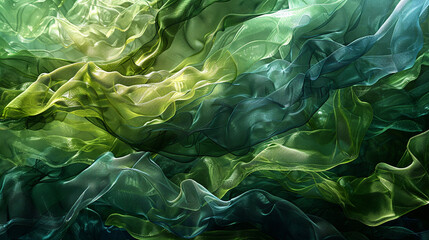 Translucent layers of emerald green intertwining with sapphire whispers, weaving tales of nature's elegance. 