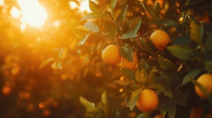Bountiful Orchard: Ripe Oranges Amidst Leaves