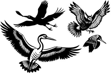 wl-pelican-stork-crane-flying-in-the-sky vector illusrtation