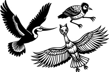 wl-pelican-stork-crane-flying-in-the-sky vector illusrtation
