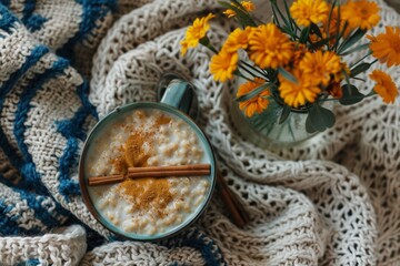 Seasonal Food Blog Setup with Pumpkin Oatmeal and Chai Tea

