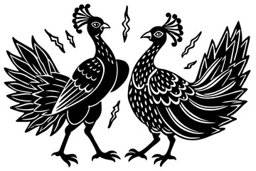 peacocks-dance-with-lightning-in-the-sky  vector illusrtation