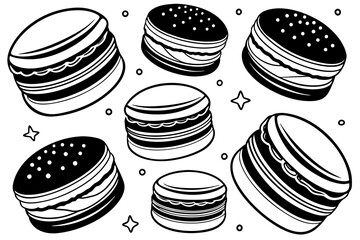  pink-macarons-on-white-background- vector illusrtation