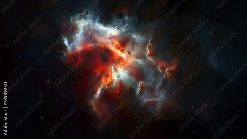 Wall mural orange white deep space galaxy nebula. cinematic celestial background depicting astrology and space 