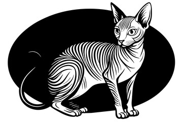 sphinx-cat--purple-background--full-length-   vector illustration