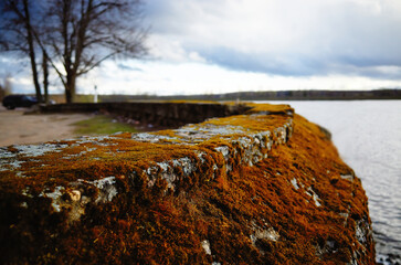 Vintage quay covered with moss landscape backdrop - 789393751