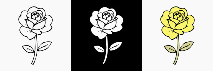 Rose Flower vector botanical illustration floral silhouette.