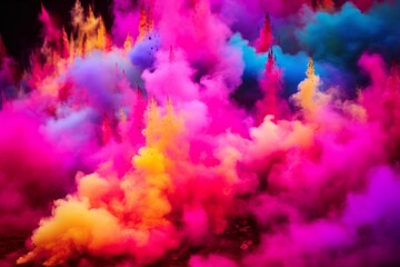 A colorful cloud of smoke with a rainbow of colors - obrazy, fototapety, plakaty
