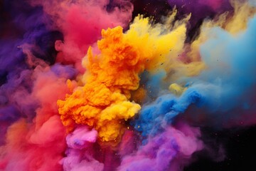 A colorful cloud of smoke with a rainbow of colors - obrazy, fototapety, plakaty